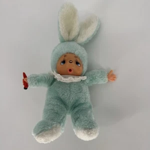 1978 Munchkin Monchichi Bunny Plush Face Doll Thumb Baby Rabbit Carrot Russ - Picture 1 of 8