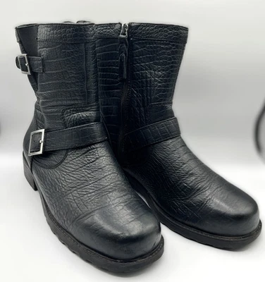 Softwalk Bellville Bota/Botín Corto Cuero Lagarto Negro Hebilla Cremallera Lateral 8 AMPLIO Foto 1 de 4