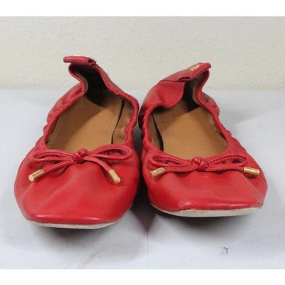 Tory Burch Women’s Red Leather Square Toe Ballet Flats Size 11 - Image 1 of 4