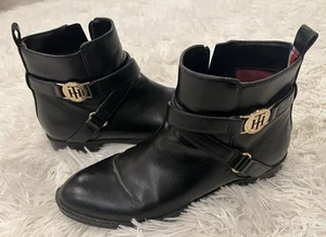 VTG Tommy Hilfiger TWRANT-R Brown Faux Leather inSide Zip Booties 7.5M Women - Picture 1 of 15