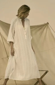 Nwt Zara New Woman Openwork Embroidery Midi Dress Ivory Size Medium M - Picture 1 of 2