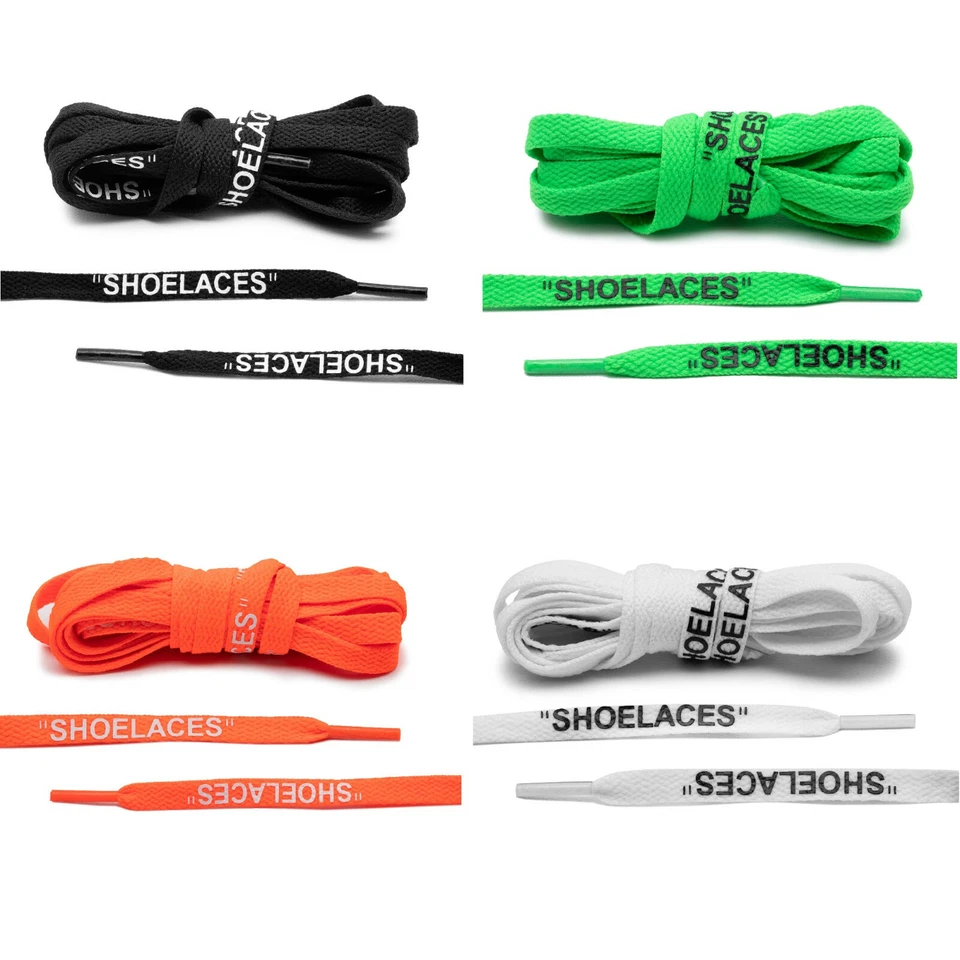 Lace Lab Off-White Style "SHOELACES" Shoe Laces - Black, White, Green & Orange - Image 1 of 1