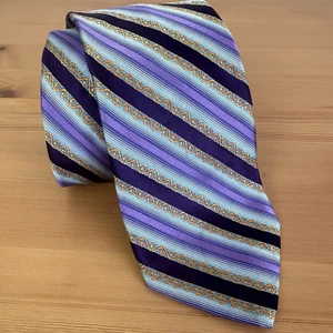 Ted Baker London Tie Mens Purple Striped Silk Tie 3.25" Standard - Foto 1 di 11