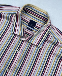 Daniel Hechter Luxury Cotton Shirt Stripes Long Sleeve Men’s Size 17 Collar - Picture 1 of 11