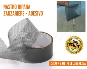 Nastro ADESIVO Ripara Zanzariere Zanzariera FIBRA VETRO Grigio 5x200 cm INSETTI - Foto 1 di 8