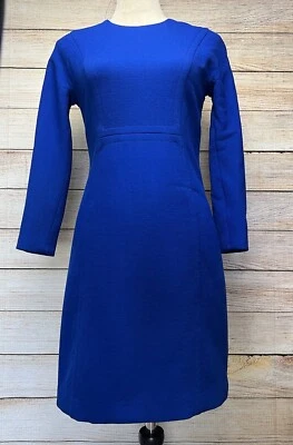 Michael Kors Collection Knee Length Sheath Dress Sz 4 S Blue Wool Long Sleeve - Image 1 of 4
