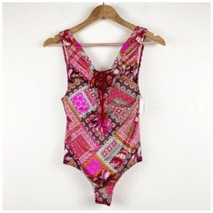 NWT Victoria’s Secret Paisley Printed Patchwork One Piece Swimsuit Size Small - Picture 1 of 8