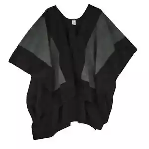 Woolrich Women's OSFA Reversible Fleece Blanket Wrap Poncho Cape, Black & Gray - Picture 1 of 6