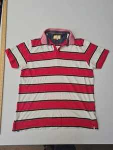 Camisa Polo Para Hombre Próxima Talla L Rojo/Blanco Rayas Botón Cierre 28456 - Imagen 1 de 13