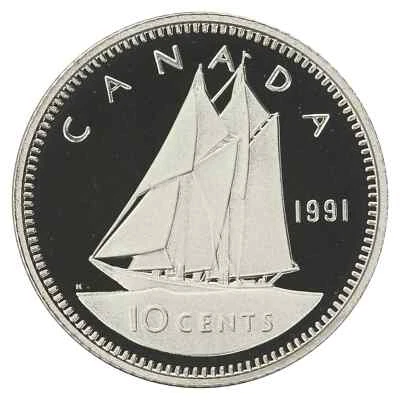 1991 CANADA 10 CENTS PROOF DIME HEAVY CAMEO COIN - Image 1 of 2