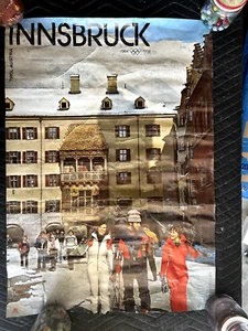 Vintage RARE 1964 1976 Innsbruck Olympic Ski Tirol Austria Poster - Picture 1 of 12