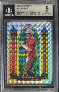 2020 Panini Mosaic Tom Brady #SG2 Stained Glass BGS 9 Mint Buccaneers Patriots