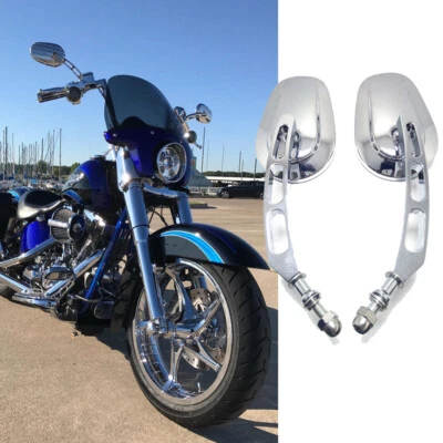 For Harley Davidson Softail CVO Street Glide Road King Motorcycle Mirrors Chrome - Image 1 of 4