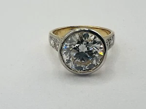 5.45 Carat Diamond Bezel Set Solitaire, F- VS1, IGI, 18K Yellow Gold,Size 7, LGD - Picture 1 of 24