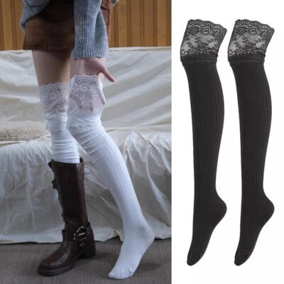 Womens Ladies Lace Thigh High Over the Knee Socks Knitting Long Warm Stockin И - Image 1 of 4