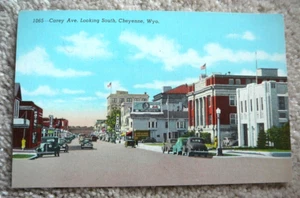 Cheyenne WY Wyoming Carey Avenue - Vintage 1930er vollfarbige Postkarte - top - Bild 1 von 2
