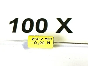 220nF, 0.22uF, 250V-, 20%, Axial, Capacitor MKT, RFT, TGL43199, 100 Pieces - Picture 1 of 4