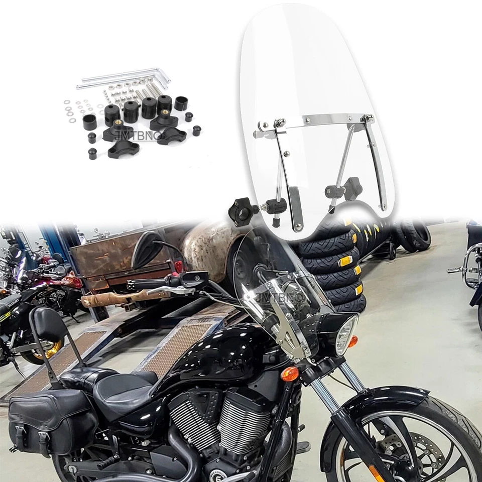 Parabrisas transparente 18"x16" 7/8"" 1"" manillar para Victory Hammer Vegas Foto 1 de 4