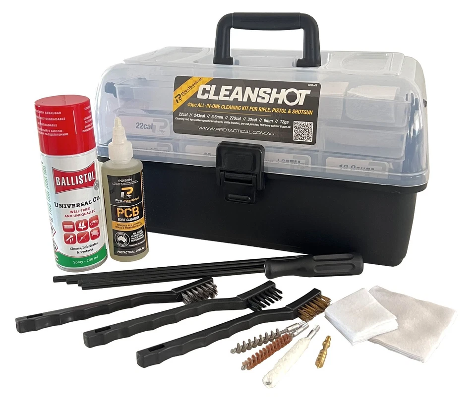 NEW Pro-Tactical CLEANSHOT Universal Gun Cleaning Kit - Rifle Pistol Shotgun Box - image 1 of 4