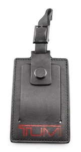 TUMI 'Alpha' Black / Red Leather Luggage Tag - Large - Picture 1 of 2