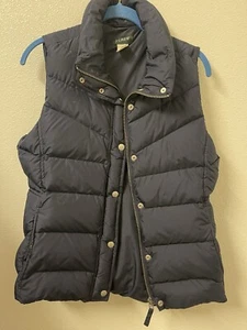 J Crew Navy Blue Full Zip / Snap Down Puffer Vest Jacket Women’s Medium  - Picture 1 of 6