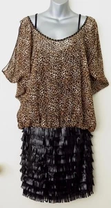 ALBERTO MAKALI NUEVA YORK PARIS MILANO VESTIDO DE LEOPARDO Y CUERO TALLA MED NUEVO CON ETIQUETAS - Imagen 1 de 11