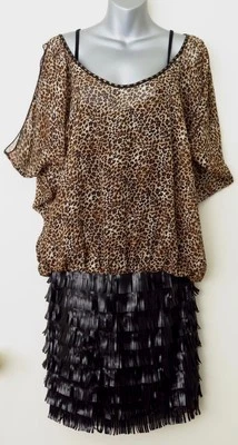 VESTIDO DE COLECCIÓN LEOPARDO Y CUERO MEDIANO ALBERTO MAKALI PARIS NEWYORK PARIS MILANO NUEVO CON ETIQUETAS Foto 1 de 4