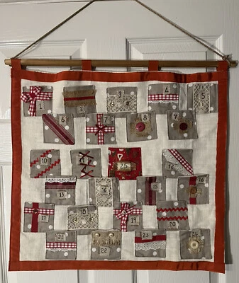 Beautiful Handmade Christmas Fabric Advent Calendar With Pockets - Scandi Style - Image 1 of 4