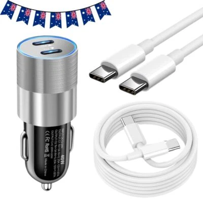 40W Double PD USB-C Fast Car Charger Type-C For Samsung Galaxy S23 Ultra S23+ - image 1 of 4