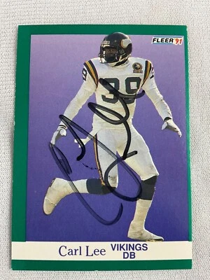 NFL 1991 Fleer AUTOGRAPHED Football Card #285-CARL LEE, Minnesota Vikings - Image 1 of 2