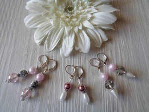 3Paar Ohrringe Rosa/silber UNIKATE - Bild 1 von 4