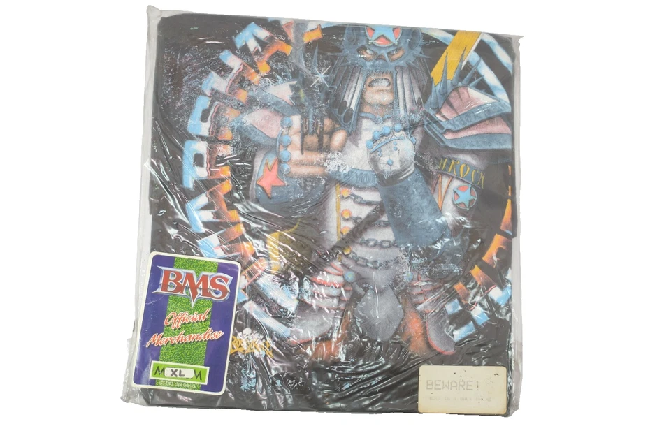 3D 1990 Emblema Just Brass Rock 'n Rule negro XL Deadstock Metal Punk De colección Foto 1 de 4