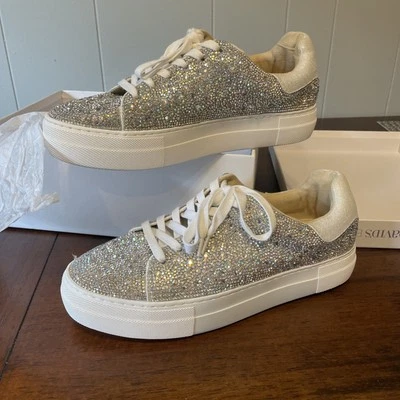 Betsy Johnson Crystal Embellished Bridal Sneaker Size 9.5 Worn Once - Image 1 of 4