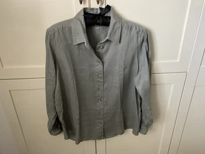 Marks & Spencer Khaki Green Linen Blouse/Shirt Size 14 Used excellent condition - Picture 1 of 4