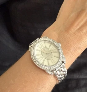 Judith Ripka MADISON Silver Tone Diamonique Ladies Watch - w Box Works - Picture 1 of 12