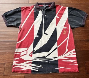 Camisa polo de golf de colección Nautica roja blanca azul para hombre XL botón grande logotipo de velero - Imagen 1 de 10