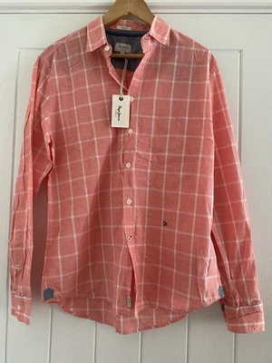 BNWT PEPE Men’s Coral Check 100% Cotton Smart Casual Shirt Size M Logo Labels - Image 1 of 4