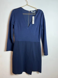 Alice + Olivia Sapphire Navy Evette asymmetrisches Mini Ponte Kleid, Größe 10 Neu mit Etikett - Bild 1 von 11