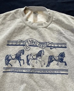 1988 Repro Sweatshirt FLYING HORSES Martha's Vineyard MASSACHUSETTS Women’s M - Picture 1 of 23