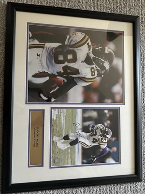 Imagen autografiada de Randy Moss Minnesota Vikings. Enmarcado. Certificado de autenticidad PSA ADN Foto 1 de 2
