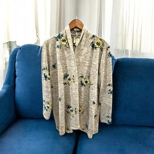 Fig and Flower Anthropologie Open Front Embroidered Cardigan Sweater Size M - Bild 1 von 9