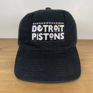 Detroit Pistons Mitchell and Ness Hat Black Strapback Martin Style 90s Logo Cap - Picture 1 of 8