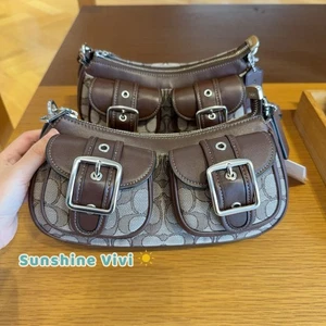 Borsa Coach Ashton nuova con etichetta in jacquard firmato CBJ00 argento/rovere/acero - Foto 1 di 12