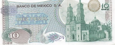 墨西哥 10 比索 18.2.1977 系列 1EW 前缀带未流通钞票 PPZ 2 — 第 1/2 张图片
