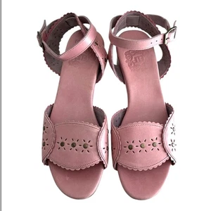 Sandalia de Tacón de Cuero ELF Paloma para Mujer 9.5 Rosa Correa de Tobillo Tachonada Hecha a Mano NUEVA - Imagen 1 de 6