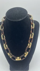 Collar de eslabones grandes Michael Kors tono dorado concha de tortuga Lucite - Imagen 1 de 6