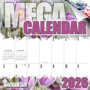 FLOWERS Large Grid Calendar 2026 Nature Lover Gift Photography - Picture 1 of 2