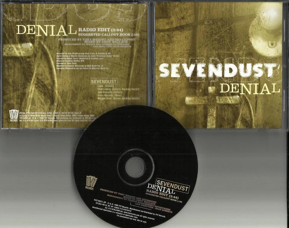 SEVENDUST Denial w/ RARE RADIO EDIT PROMO DJ CD Single 1999 MINT Tvt5821 - Image 1 of 1