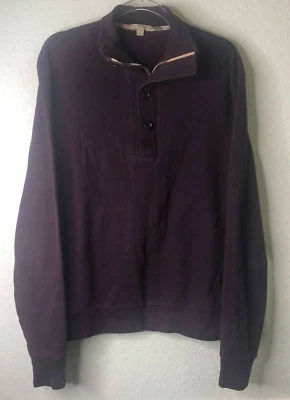 BURBERRY BRIT фиолетовый конный рыцарь логотип 1/4 молнии с кнопками пуловер свитер - Изображение 1 из 4