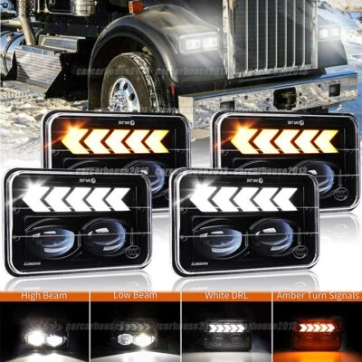 4 faros LED de 4x6 pulgadas para camión comercial flecha ámbar punto hi/lo blanco 6000 k Foto 1 de 4